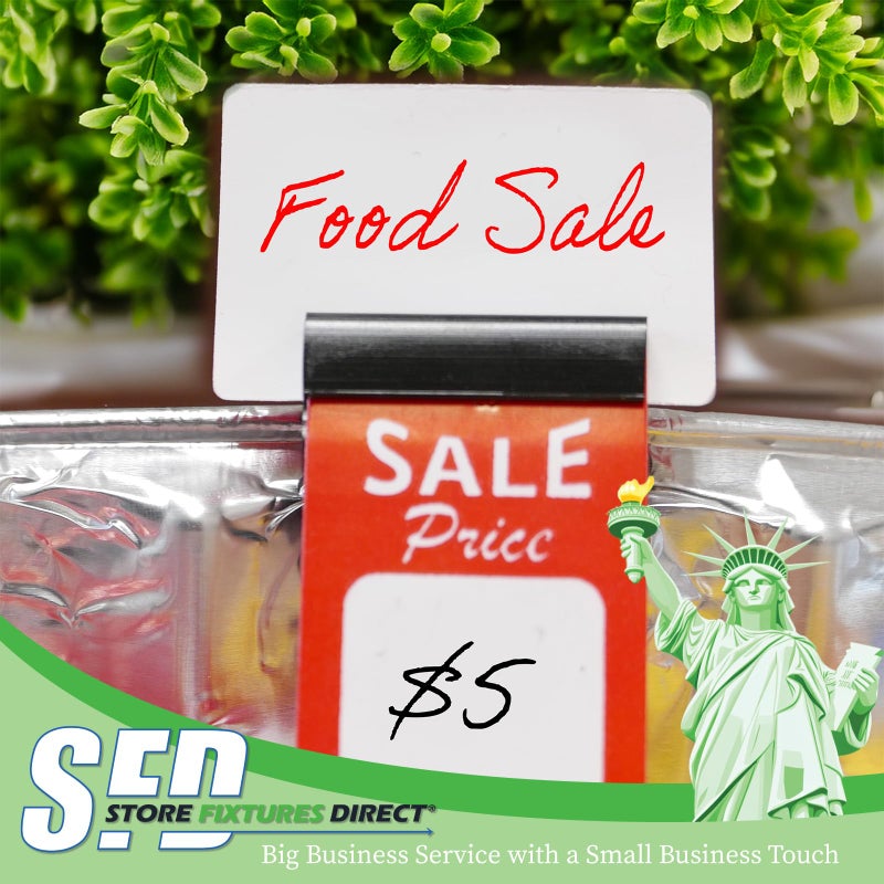 Store Fixtures Direct Black Food Tray Label Holders, Bowl & Cup Sign Clips for Bake Sale Signs, 20 Pack - Image 5
